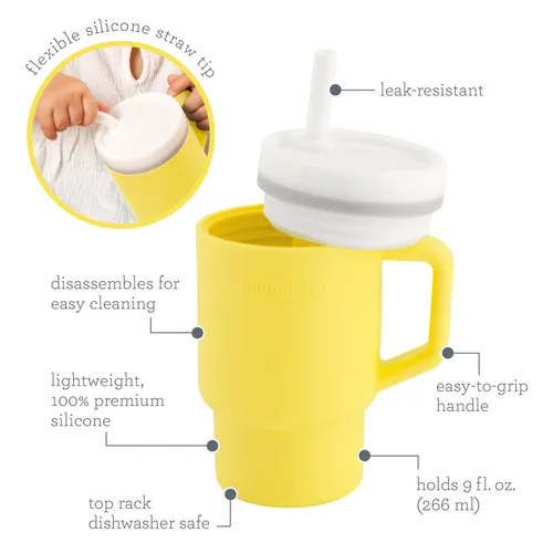 Vista 5 de Infantino Mi primer vaso – Adorables vasos en miniatura con pajita resistente a fugas y asa amigable para niños pequeños, fomenta la hidratación