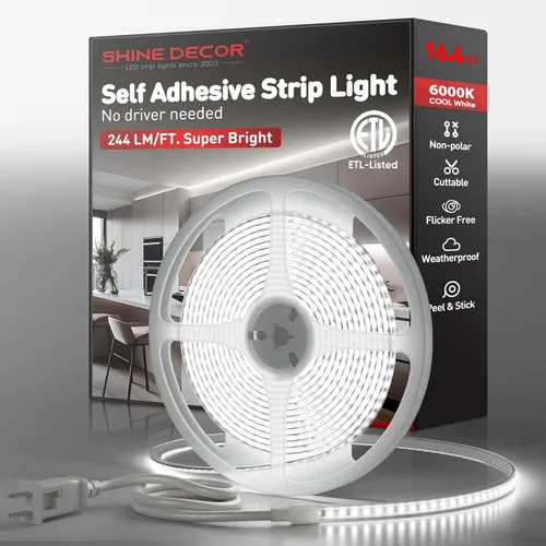 Vista 10 de Shine Decor Tira de luz LED súper brillante de 4000LM, Plug & Play de 120V sin controlador, cableado fácil, sin parpadeo, resistente a la intemperie