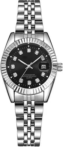 Vista 7 de Reloj analógico de cuarzo para mujer, clásico, plateado, de acero inoxidable, resistente al agua, reloj analógico Plateado (Classic Silver)