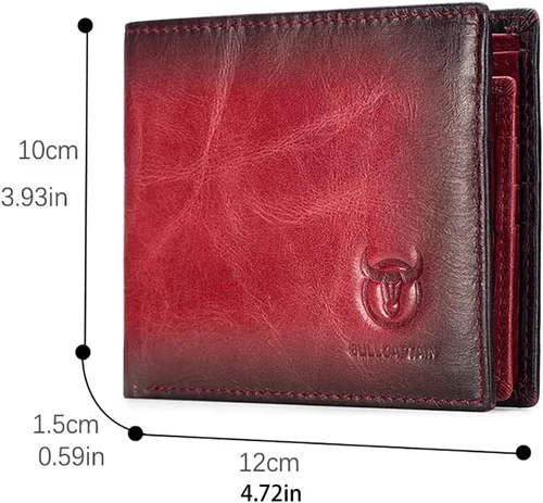 Vista 81 de LUKZIJAES Billetera de cuero genuino para hombre, con bloqueo RFID, delgada, plegable, bolsillo frontal, #3-Café, Vintage