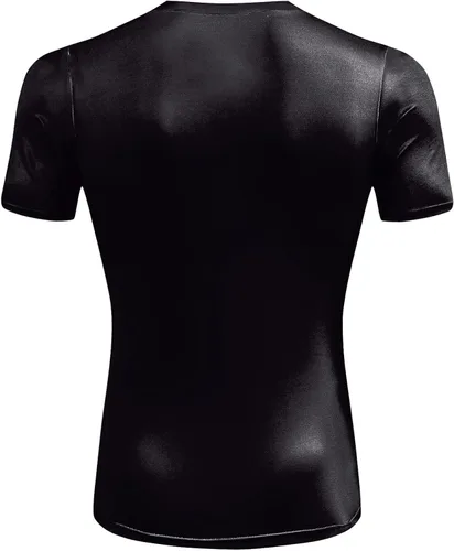 Vista 5 de Camisa de compresión para hombre, manga corta, camiseta casual y deportiva, camiseta atlética para fitness