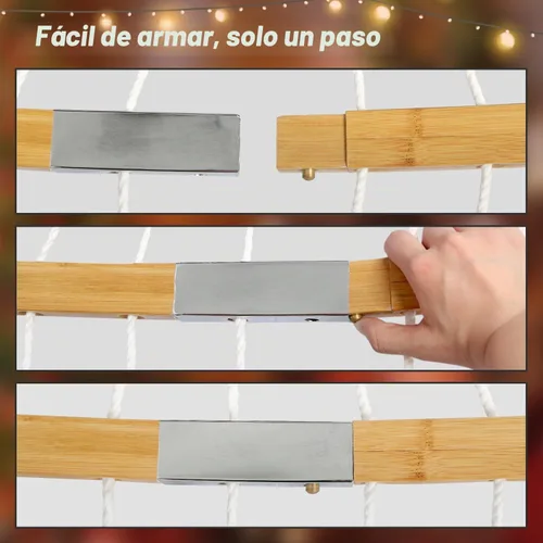 Vista 6 de Hamaca doble, hamaca de tela acolchada de 11 pies para 2 personas para exteriores con almohada, barra separadora curvada plegable, cadenas, bolsa