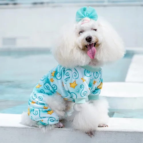 Vista 5 de CuteBone - Ropa para perros pequeños, enterizos suaves para cachorros, pijamas para perros, abrigo para mascotas, ropa para gatos, enterizo