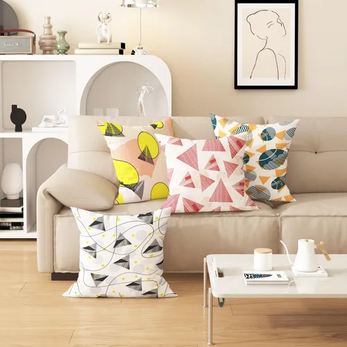 Vista 2 de Funda de almohada estampada, respaldo de dormitorio, almohada cuadrada con patrón de alce nórdico moderno, decoración para el hogar y la sala