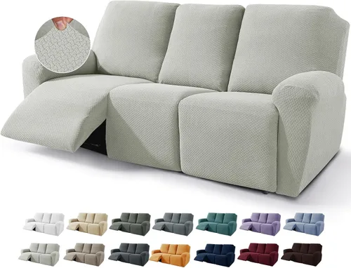 Vista 26 de JIVINER Fundas de sofá reclinable de 8 piezas, fundas elásticas de jacquard para sofá reclinable, fundas para sala de estar, protector suave de 3