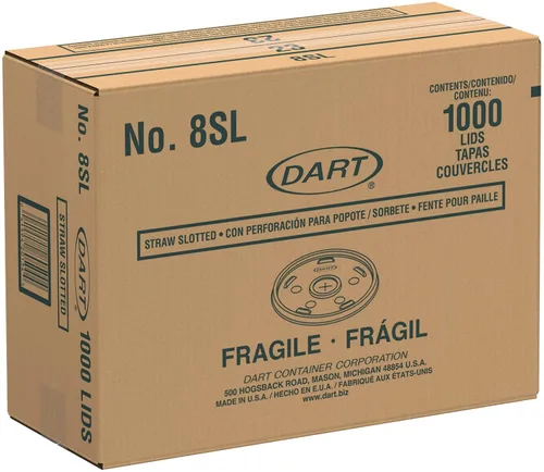 Vista 4 de Dart Tapas de plástico para vasos fríos 8SL, se adaptan a tazas de 8-9 onzas, translúcidas (caja de 1000)