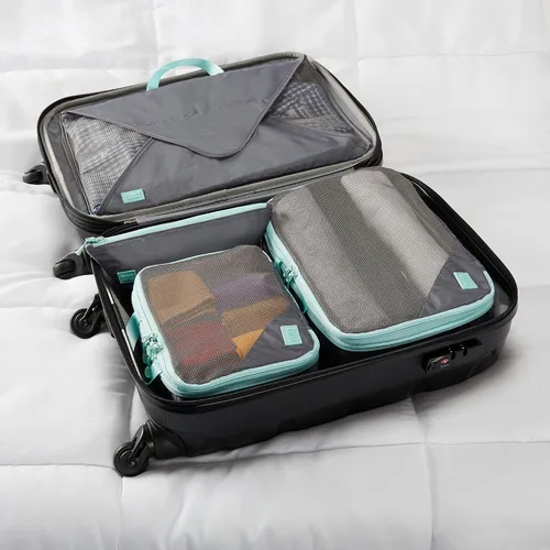 Vista 5 de BUILT Compression Cube 2 Piece Set, Expandable Packing Set, Luggage and Travel Organizers, Gray Quiet Shade