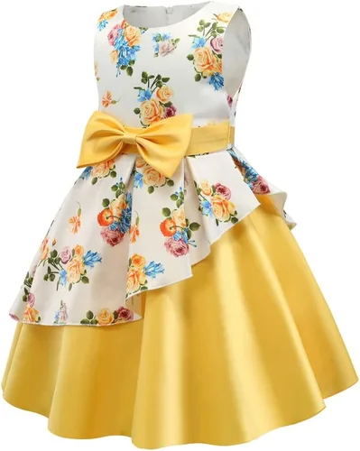 Vista 2 de COMISARA Vestidos de flores para niñas 2-9T, vestidos de fiesta de concursos de Pascua