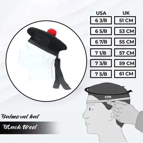 Vista 2 de Balmoral Hat - Gorra de vestir tradicional escocesa con pompón rojo en la parte superior