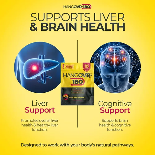 Vista 7 de Hangovr180® Tri-Power Antes de Beber Suplemento de defensa con DHM 1500mg - Apoya la salud del hígado y el cerebro, siéntete más fresco y mejor