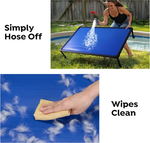 Vista 6 de Veehoo Cama elevada para perros a prueba de mordidos, cama elevada indestructible para masticadores agresivos, plataforma de entrenamiento Azul