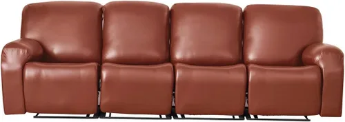Vista 24 de Vctops - Funda elástica de 6 piezas para sofá biplaza reclinable, de cuero sintético impermeable, protector de muebles antideslizante con borde Negro