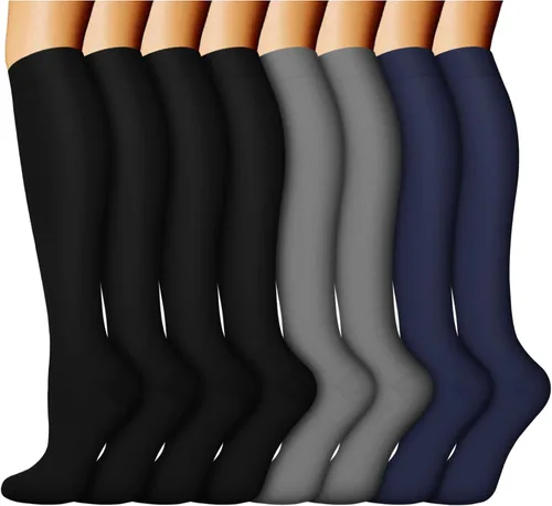 Vista 15 de ACTINPUT 8 pares de calcetines de compresión para mujeres y hombres, medias de compresión de apoyo para médicos, correr, atletismo