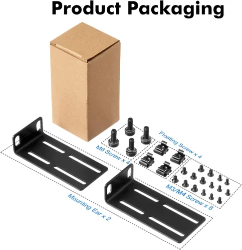Vista 5 de MokerLink Oreja de montaje en rack ajustable para conmutadores de 17,3 pulgadas, compatible con conmutador de red HP/HPE/ProCurve/Aruba/OfficeConnect