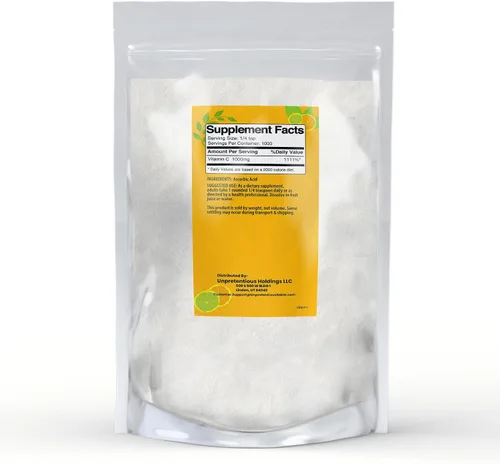 Vista 2 de Polvo puro de vitamina C sin pretensiones (2.2 lbs) de ácido ascórbico, bolsa resellable