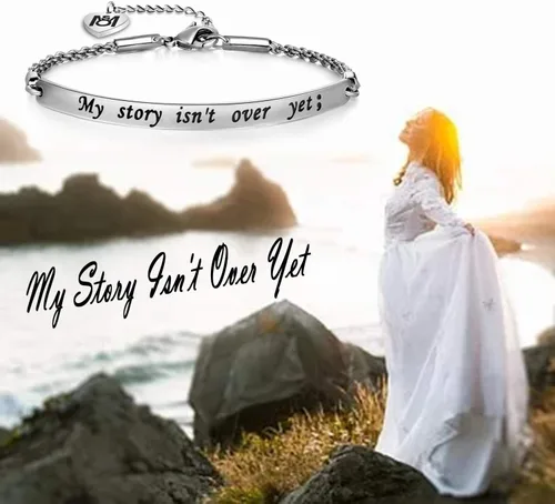 Vista 6 de MYOSPARK My Story Isnt Over Yet Pulsera estilo ID de recuperación inspiradora regalo semiccolon