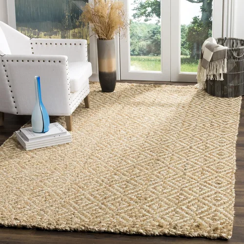 Vista 8 de SAFAVIEH Natural Fiber Collection - Alfombra decorativa de 2 x 3 pies, marfil y natural, yute hecho a mano, ideal para zonas de alto tráfico