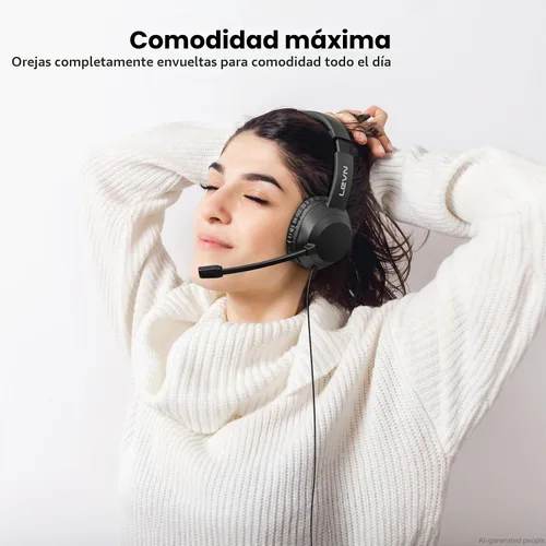 Vista 4 de LEVN Auriculares con micrófono, auriculares USB con micrófono para PC, auriculares con micrófono para PC con micrófono con cancelación de ruido