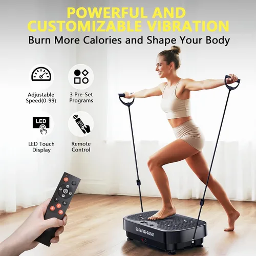 Vista 4 de Vibrating Board Exercise Machine, 9 Modes Vibration Platform for Lymphatic Drainage, 3D Upgrade Vibrating Board for Weight Loss, Home Body Fitness