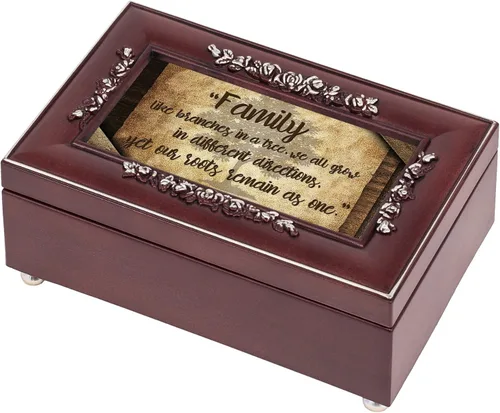 Vista 2 de Cottage Garden Family Branches Rosewood Finish Joyero Caja de música Plays You are My Sunshine