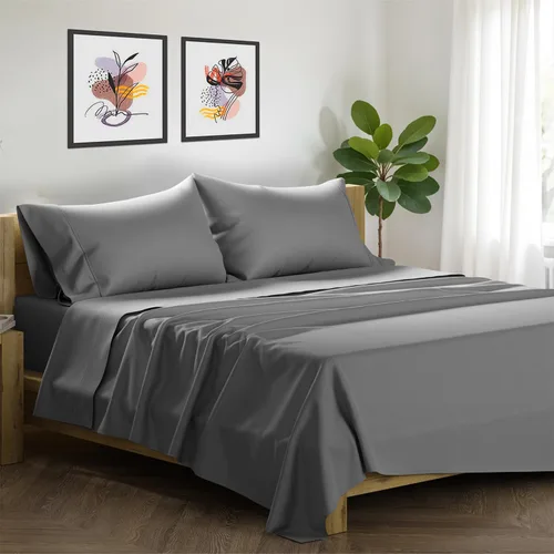 Vista 25 de XOOX Linen Juego de 4 fundas de almohada de algodón egipcio, tamaño Queen, fundas de almohada de lujo de 1500 hilos de alto tamaño estándar