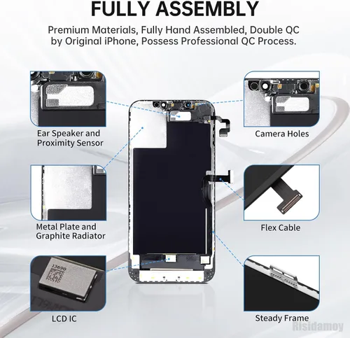 Vista 2 de Reemplazo de pantalla para iPhone 12 Pro Max (Modelo A2342 A2410 A2411 A2412) 6.7 "Conjunto completo de montaje con sensor de altavoz de oído 3D