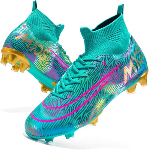 Vista 6 de JIEBUNIAO Botas de fútbol para hombre, tacos profesionales, zapatos de césped para mujer, tenis de entrenamiento de fútbol atlético para niños