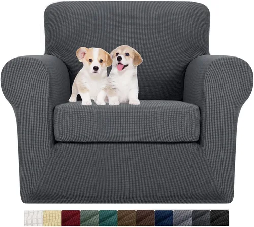 Vista 72 de MAXIJIN 2 piezas de fundas para silla con brazos, funda para silla de sofá para sala de estar, funda elástica para perros para una silla con 1 cojín