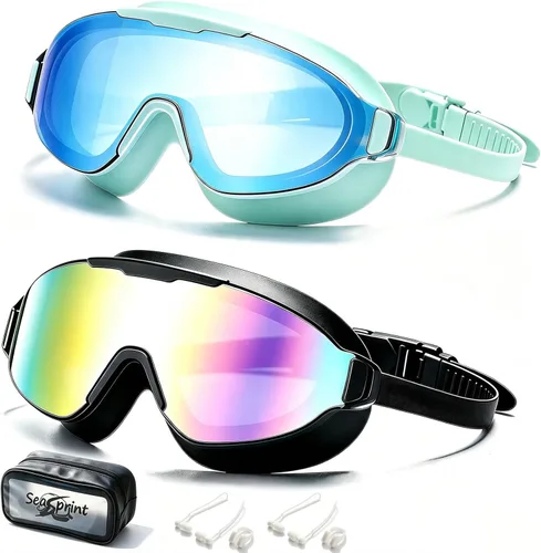 Vista 13 de Gafas de natación, gran angular antivaho y a prueba de fugas UV, gafas de natación de moda para hombres y mujeres