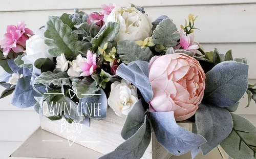 Vista 2 de French Country Floral Arrangement, Peony Floral Arrangement, Modern Farmhouse Centerpiece, Elegant Wedding Centerpieces