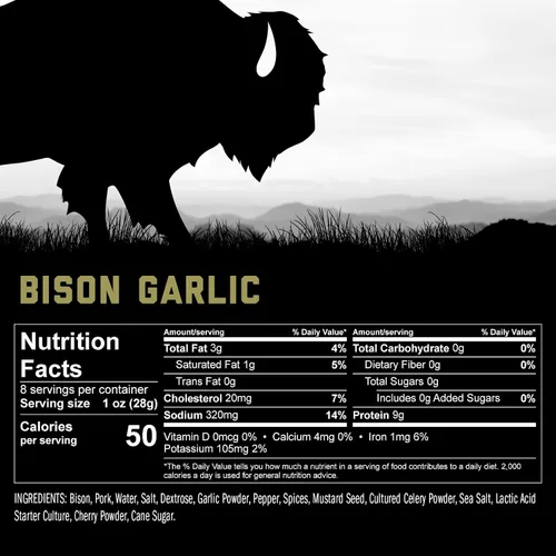 Vista 2 de ICON Meats Bison & Pork Summer Sausage, Garlic Flavor, High Protein, 4 Pack 9g Protein, Keto & Low Carb, Sugar Free, Gluten Free, Paleo