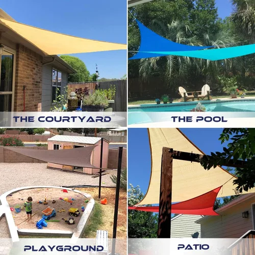 Vista 2 de Windscreen4less Toldo tipo vela triangular de 2 x 2 x 2 pies, para exteriores, bloqueo UV, para patio trasero, porche, pérgola, terraza, jardín Gris