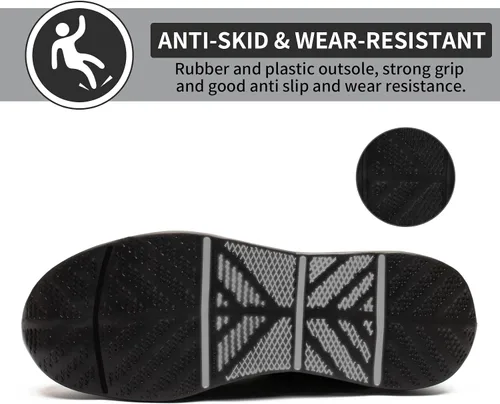 Vista 4 de ARCHINSERT Zapatos de punta de acero para hombres y mujeres, unisex, a prueba de pinchazos, zapatos de seguridad transpirables y antideslizantes