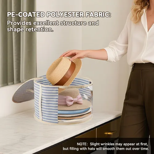 Vista 4 de Bolsa Organizadora de Sombreros ComfortKeeper de 1 Paquete con Ventana Transparente, Capacidad para hasta 7 Sombreros, Organizador de Sombrero