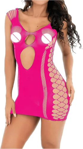 Vista 2 de Lencería de malla para mujer, lencería para mujer, body de malla sexy, medias de malla