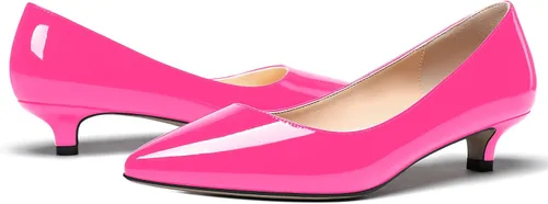 Vista 6 de MODENCOCO Zapatos de tacón bajo de patente sólida para mujer, con puntera puntiaguda, 1.5 pulgadas
