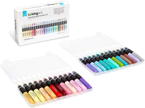 Vista 6 de KINGART Juego de barras de gel pastel, pigmentos de artista, 24 colores únicos, solubles en agua, cremosos e inodoros, uso en papel, madera, lienzo