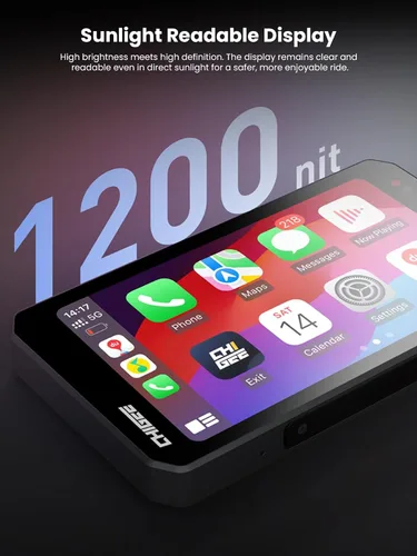 Vista 7 de CHIGEE AIO-5 EVO - Sistema de conducción inteligente para motocicleta, CarPlay inalámbrico y Android Auto, doble cámara de salpicadero delantera