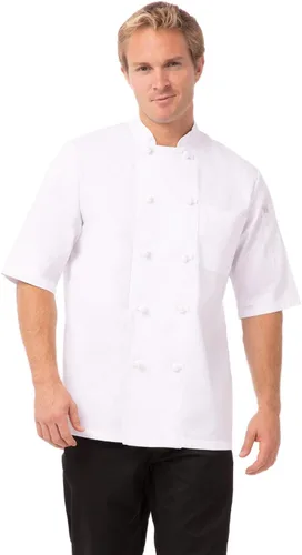 Vista 2 de Chef Works Abrigo de chef Tivoli para hombre personalizado