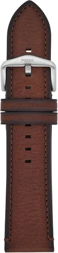 Vista 18 de Fossil Correa de reloj de piel LiteHide™ marrón oscuro de 0.866 in para hombre Cuero negro/Plateado