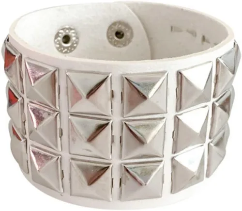 Vista 5 de Fuqimanman2020 1-2 PCS Pulseras Brazaletes de Cuero Genuino Gótico Punk Metal de los 80s para Hombres y Mujeres, Negro Colorido Ajustable Rock Spike