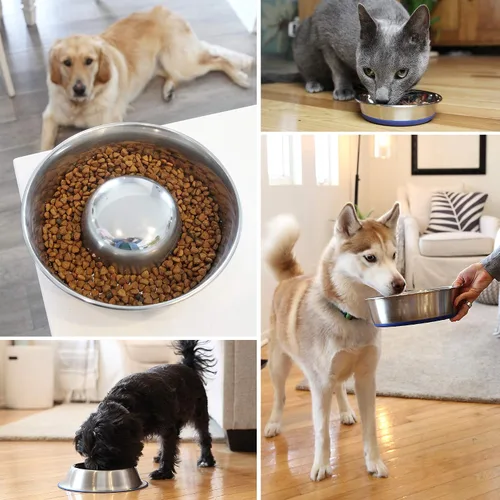 Vista 7 de OurPets Durapet Tazón de alimentación lenta Premium de acero inoxidable para perros, plateado, pequeño (2040010300)