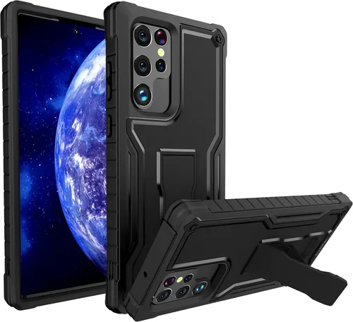 Vista 15 de Funda para Samsung Galaxy S22 5G (solo no es compatible con Plus o Ultra), funda de protección de grado militar con protector de pantalla HD y Negro
