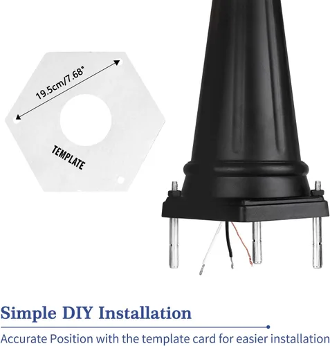 Vista 7 de PARTPHONER Lámpara de poste para exteriores, 3 cabezales, color negro clásico con paneles de vidrio transparente, base E26 máxima de 100 W