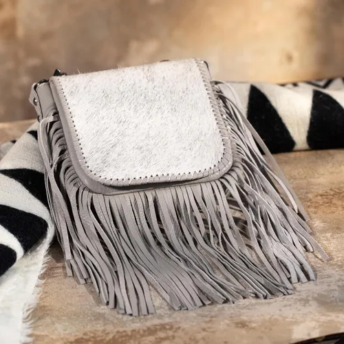 Vista 5 de Montana West Bolso bandolera occidental de cuero genuino con flecos para mujer