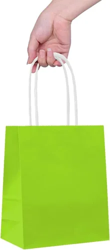 Vista 3 de Kiwi - Bolsas de papel kraft verde para fiestas, 5 pulgadas, 1 unidad, perfectas para eventos temáticos de colores y regalos