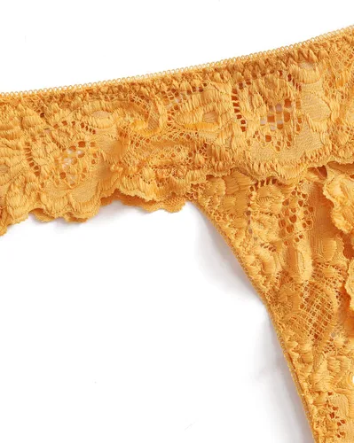 Vista 5 de SheIn Conjunto de lencería bordada de dos piezas de encaje transparente para mujer
