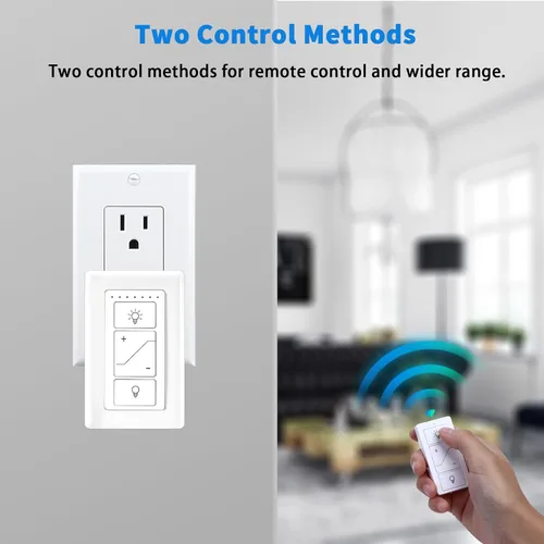Vista 6 de Regulador de intensidad enchufable, enchufe inalámbrico con control remoto, interruptor de luz digital para lámpara compatible con Alexa, para luces