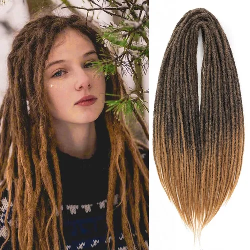 Vista 7 de Leeven Extensiones de Rastas Sintéticas de Doble Punta de 24 Pulgadas 30 Hebras Rastas Boho 613 Rubio 3 Estilos Mixtas Onduladas Rizadas DE Rastas