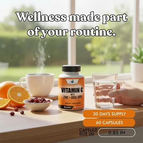 Vista 4 de American Standard Supplements Vitamina C 2000mg, Zinc 40mg, y Escaramujo 50mg por Porción – Vegano, Sin Gluten, Sin OMG (60 Unidades)